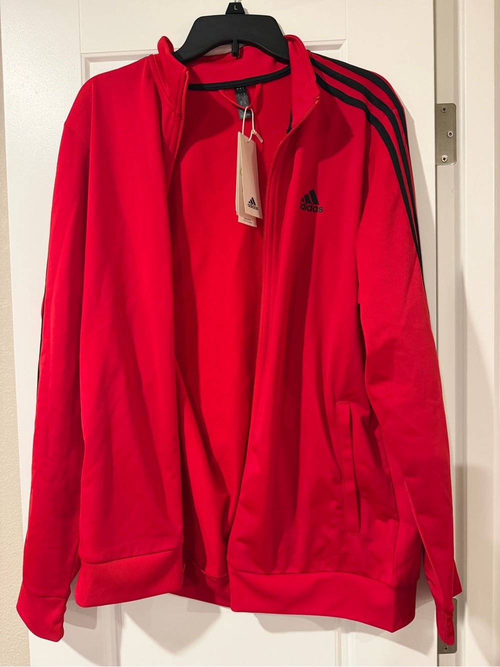 adidas Red Performance Track Jacket with Black Stripes